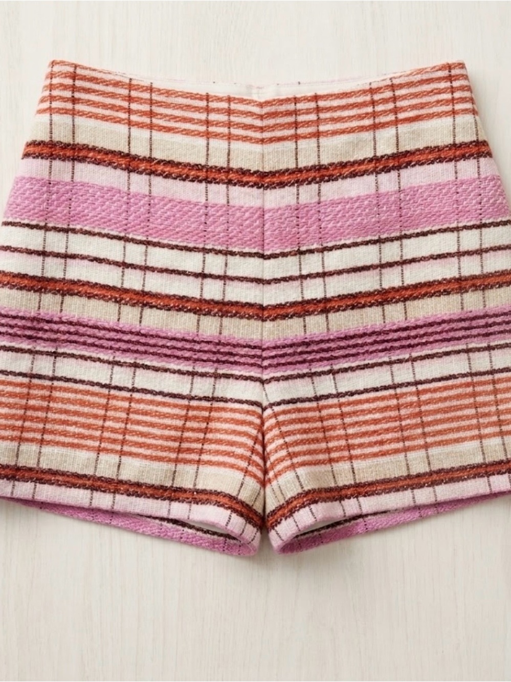 Ann Taylor Striped Knit Women's Shorts - Pink & Orange